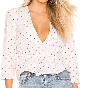 THE DAHLIA BLOUSE IN RED MINI HEART by L'Academie